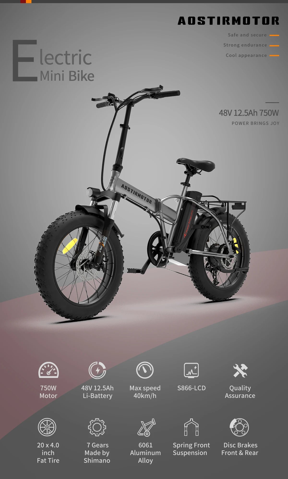 AOSTIRMOTOR Fat Tire E-Bike