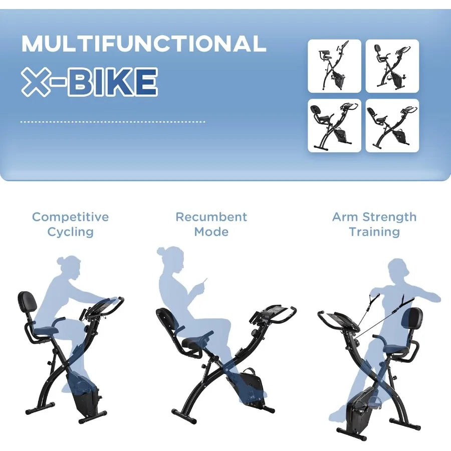 3-in-1 Folding Recumbent Stationary Bike
