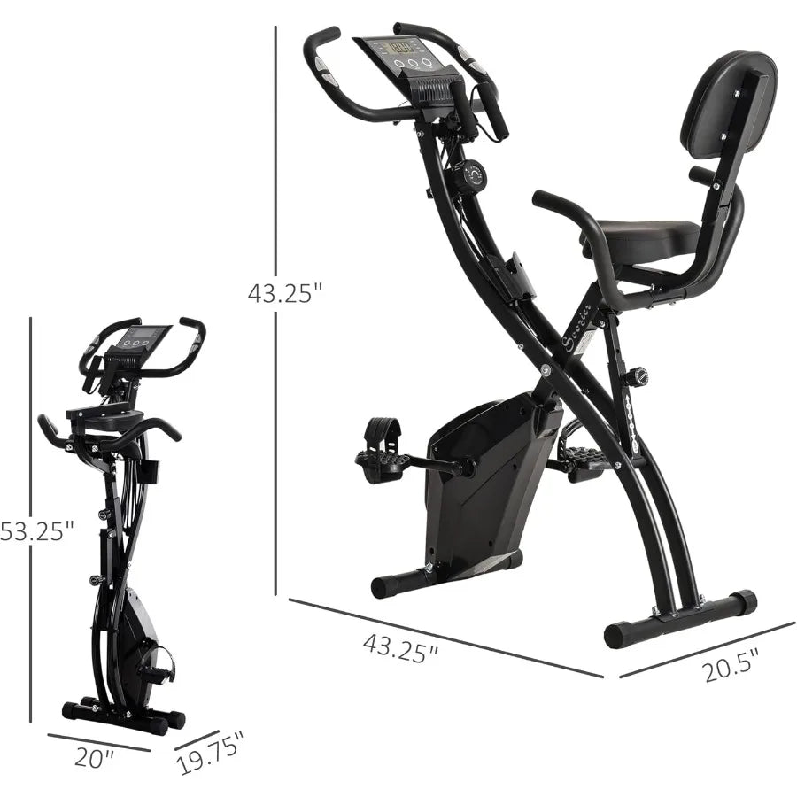 3-in-1 Folding Recumbent Stationary Bike